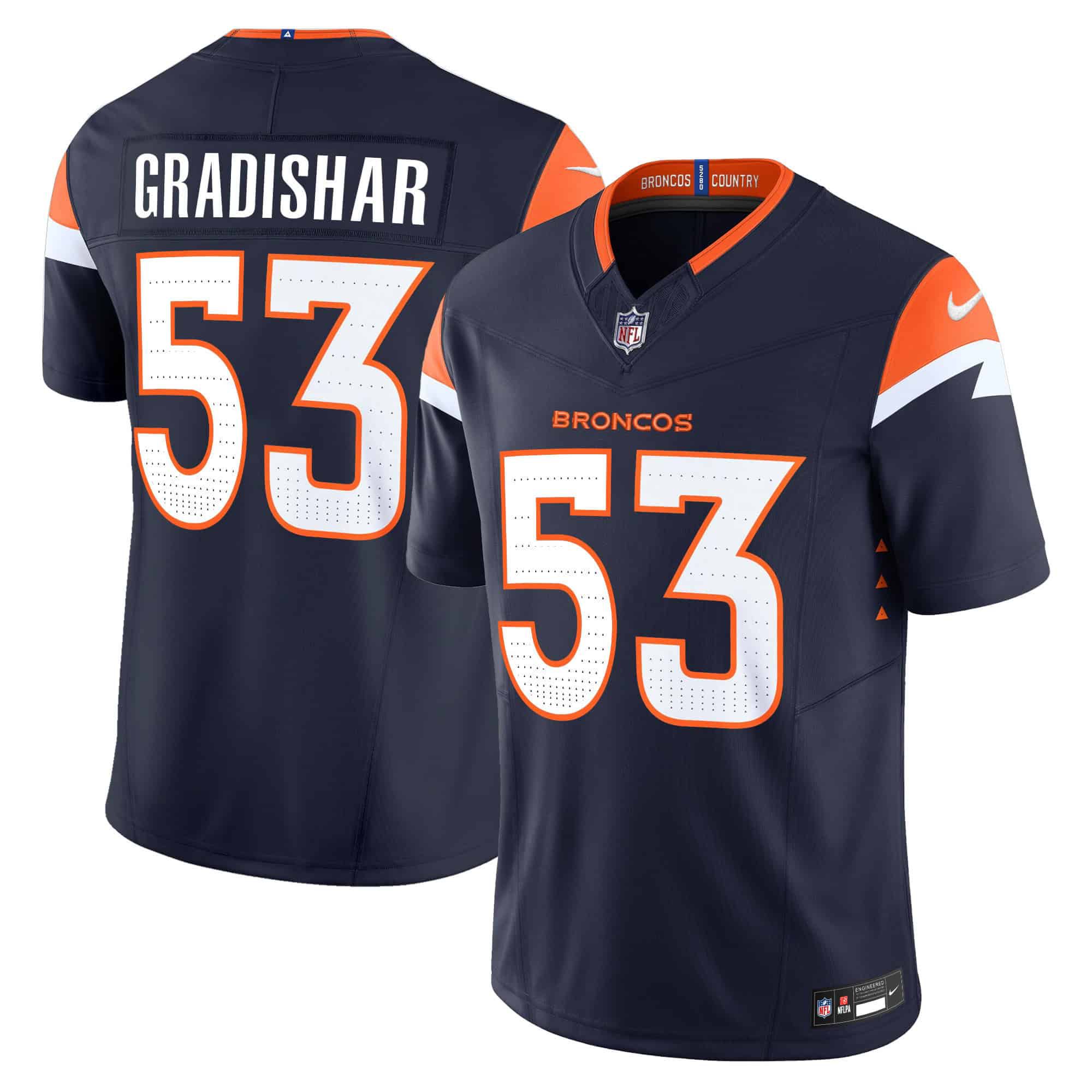 Men Denver Broncos 53 Gradishar Blue 2024 Nike Vapor Limited NFL Jersey